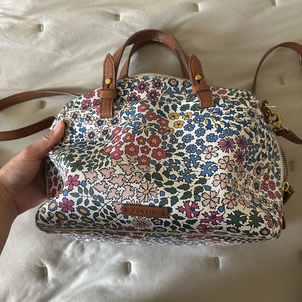 Fossil Multicolor Flower Print Satchel Bag